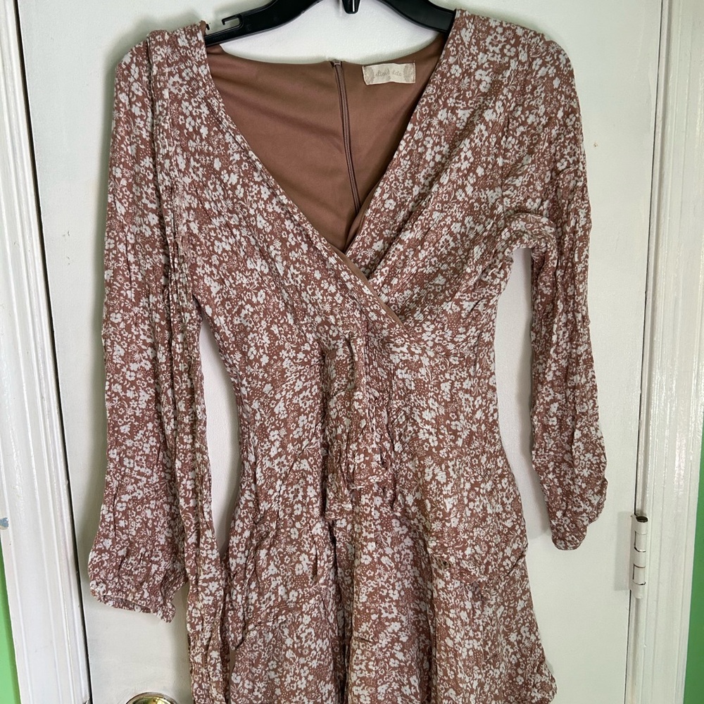 Altar'd State Floral Tan Mini Dress